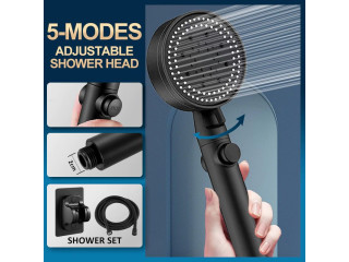 Shower Head Water Saving Black 5 Mode Adjustable High Pressure